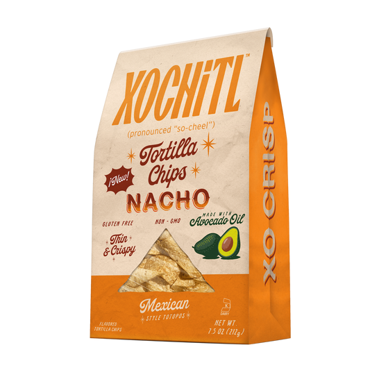 Xochitl Tortilla Chips Nacho packaging on a white background