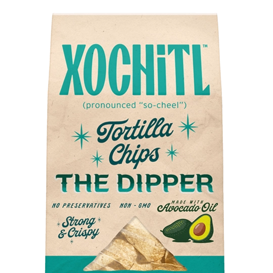Xochitl The Dipper tortilla chips with avocado front packaging