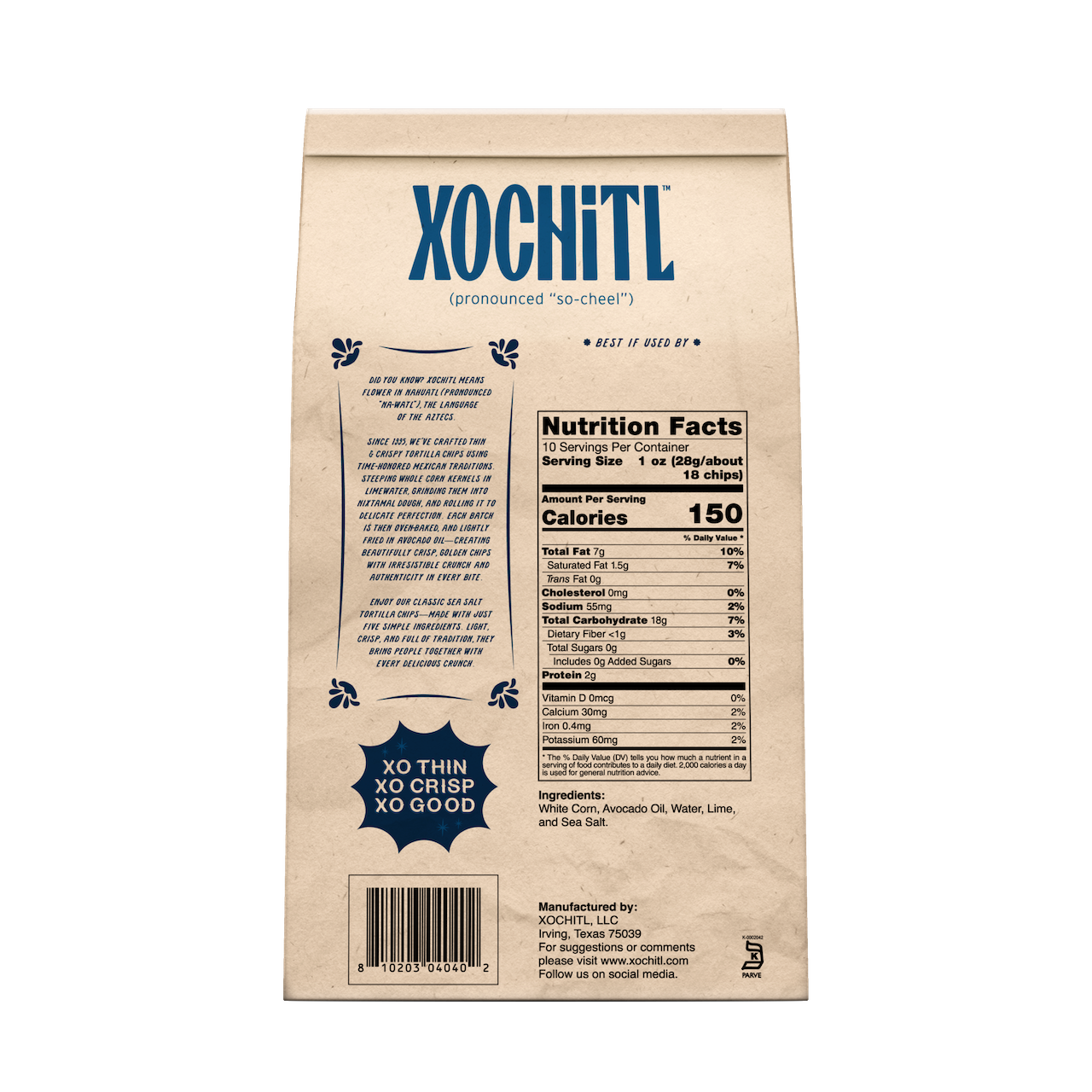 Xochitl Sea Salt Tortilla Chips with Avocado Oil