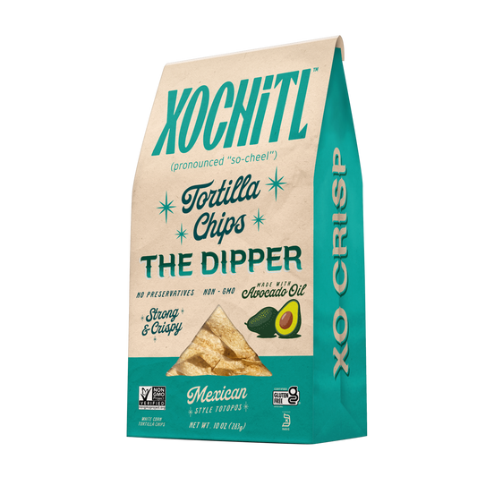 Xochitl The Dipper Tortilla Chips with avocado oil packaging 